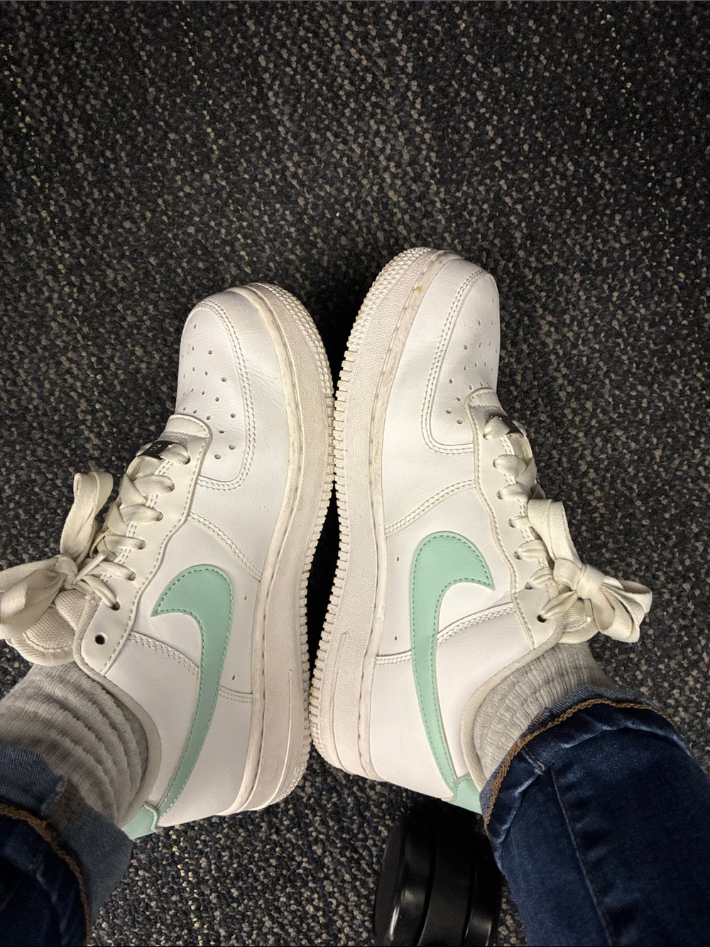 Nike Women’s White Sneakers with Mint Swoosh